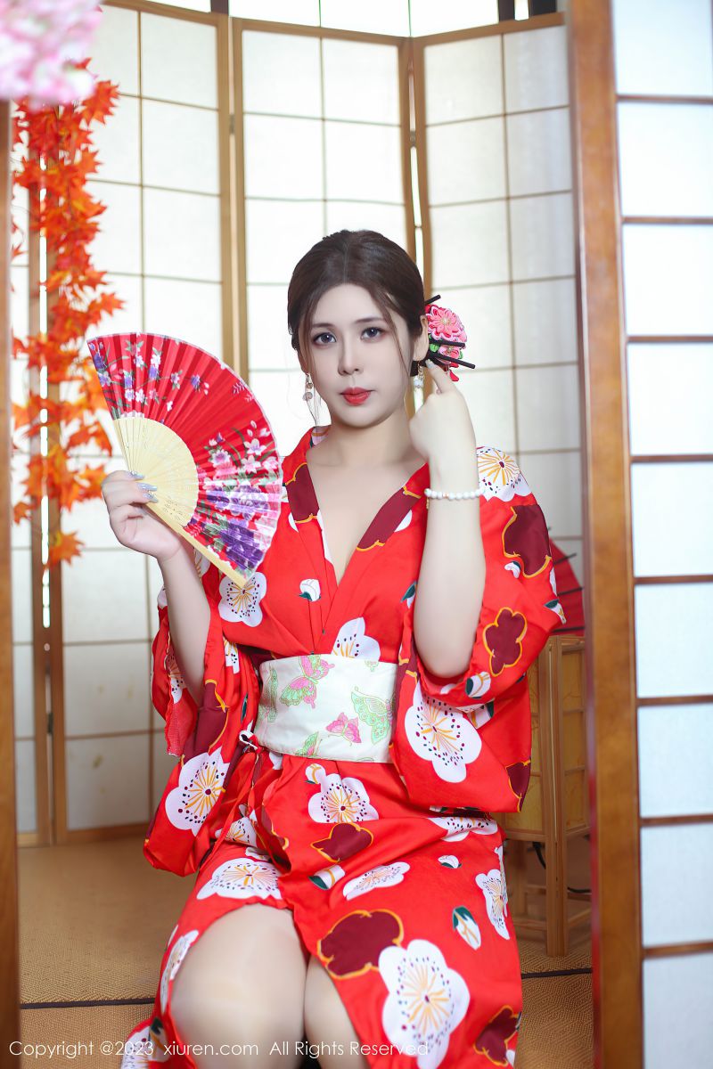 [XIUREN秀人网] 2023.11.29 NO.7736 月野兔美妞 性感红色和服插图