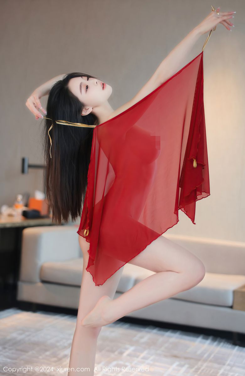[XIUREN秀人网] 2024.04.19 NO.8420 清妙 性感红色舞裙插图1